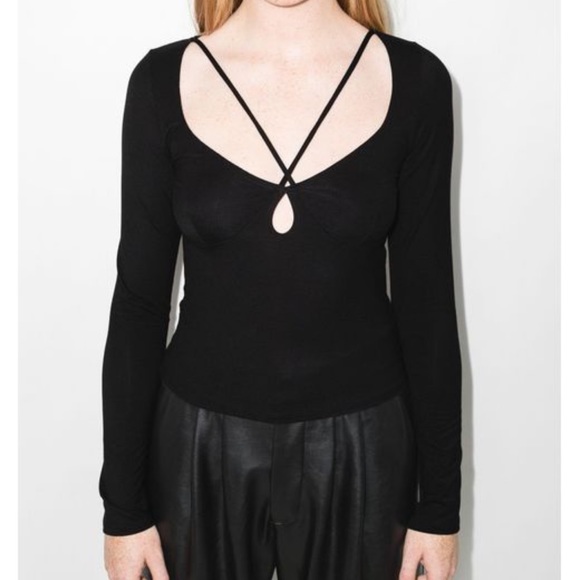 Reformation Tops - Reformation Sybil Crossover Strap Long Sleeve Top